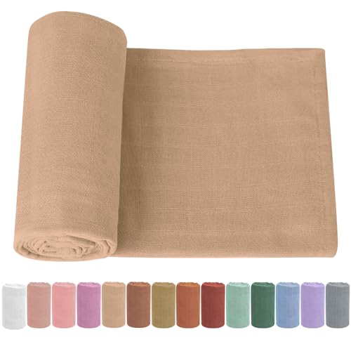 Image of Organic Cotton Newborn Baby Swaddle Blanket Unisex Swaddle Wrap Soft Silky Muslin Swaddle Blankets Neutral Receiving Blanket for Newborn Boys and Girls Large 47 x 47 inches(120x120cm)