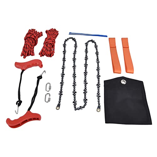 53 Inch Rope Saw, Tree Limb Hand Rope Chain Saw, Teeth Blades on Both Sides, Folding Pocket Chainsaw for Wood Cutting, Camping and Field Survival Gear