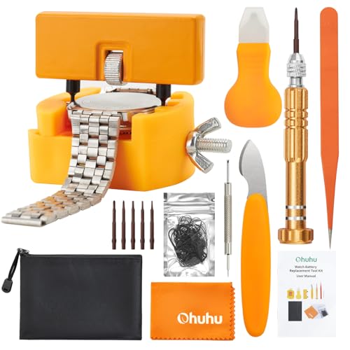 Ohuhu Watch Battery Replacement Tool Kit Upgraded Watch Repair Kit Watch Back Remover Opener Tool...