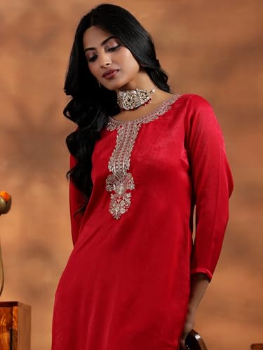 Image of Libas Womens Embroidered Velvet Co ord Set for Women | daily wear | casual wear | office wear