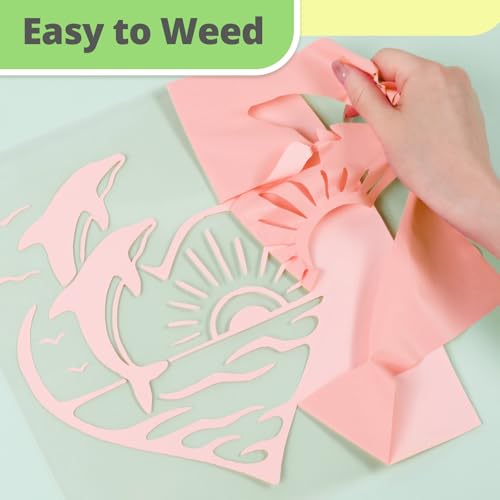 Image of HTVRONT Peach HTV Vinyl Roll - 12 inch x 10ft Peach Iron on Vinyl for All Cutter Machine & Silhouette Cameo, Heat Transfer Vinyl Rolls for t Shirts - Easy to Cut & Weed for Heat Vinyl Design