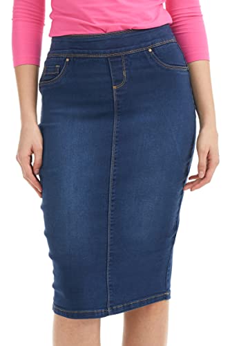 Esteez Blue Denim Skirt For Women - Blue Jean Skirt For Women - Modest Denim Skirt Women - Jean Skirts For Women Knee Length - Denim Midi Skirt - Siena (Ex802208 Blue 0) #TOP26