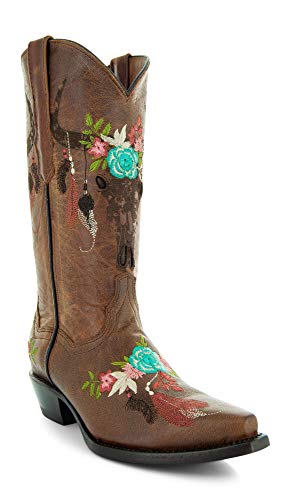 Soto Boots Longhorn Women s Fashion Cowgirl Boots M50029 (9) Tan