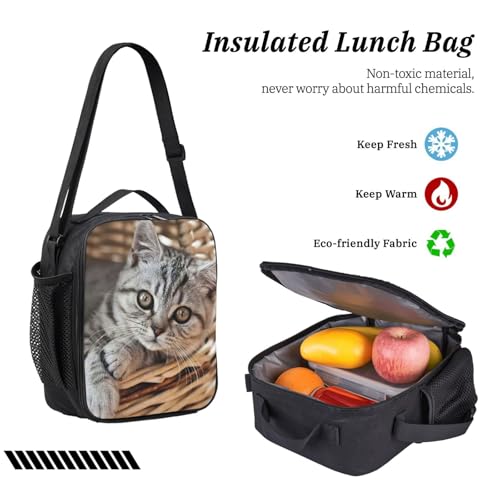 Sac à dos d'école imprimé chat pack complet pour primaire et collège - 6