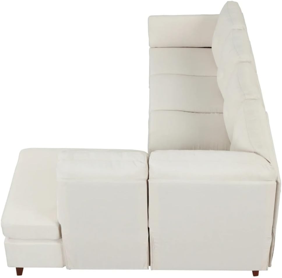 97.2" Linen Fabric Sofa, L-Shape Couch with Chaise Lounge,Sectional with a Lumbar Pad