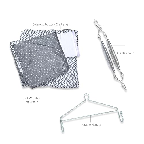 Image of beetot Baby Cradle Set Swing /Jhula (Thottil Cloth, Palna, Dolna) | Hanging Cradle with Removable Bed, Mosquito Net, Spring, Triangle Hanger | Up to 15 kg | 0-2 Years | PRE-MELANCHI PRINT-15854