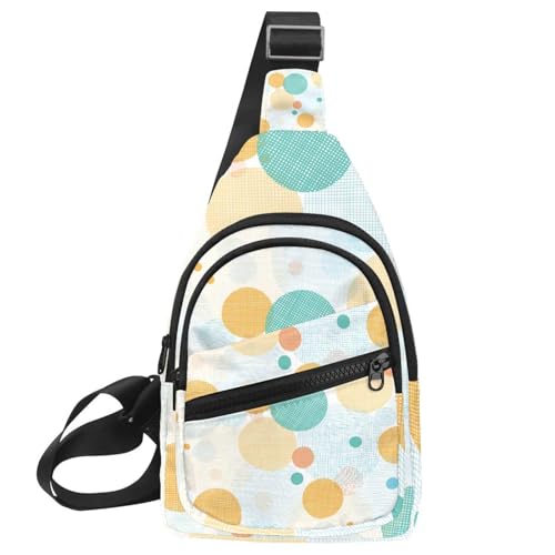 Sac à dos à bandoulière jaune et bleu à motif cercles pour homme 30x18cm