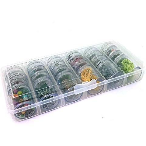 Paylak Storage Box 24 Round Individual Screw Top Containers Multi-functional Organizer For Crafting Sewing Beads Jewelry Buttons Cover