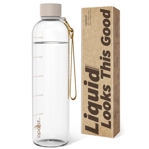 Image of Opard Slim Water Bottle 32oz, Dishwasher Safe Plastic Water Bottle BPA-Free, Leakproof Screw Top, Clear Cream, Reusable for Travel School Sport Gym Hiking