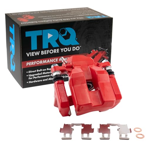 Image of TRQ Rear Left Brake Caliper w /Bracket Performance Red Drivers Side | For 2006-2011 Toyota RAV4