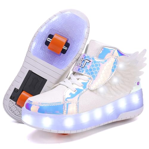 Image of HHSTS Kids Shoes - New Upgraded with Wheels LED Light Color Shoes Shiny Roller Skates Skate Shoes Simple Kids Gifts Boys Girls The Best Gift for Party Birthday Christmas Day