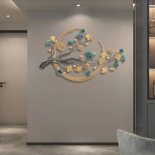QXSXKJ 3D Metal Wall Art Decor for Living Room Large Modern Wall Sculptures Gold, 59'' Metal Wall-mounted Home Decoration, Creative Ginkgo Décor for Living Room Dining Room Bedroom (ginkgo leaf) - Image 5