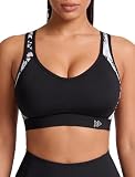Yvette Damen Sport BH Starker Halt Große Größen Gekreuzt Rücken Bügellos für Laufen Joggen Yoga Fitness, Schwarz, Gr.- 95F