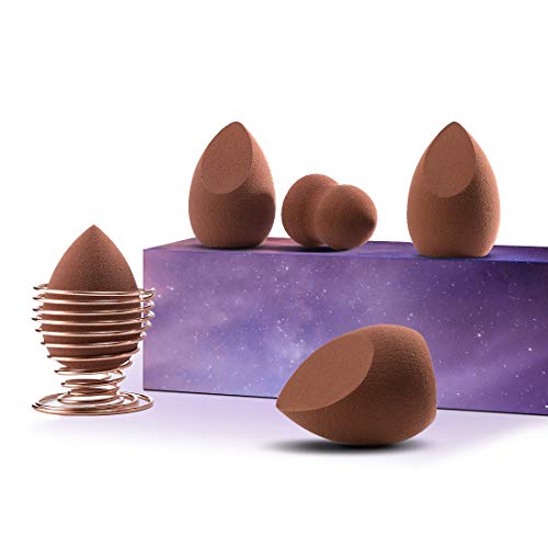 [6-Pack] SUERW Makeup Sponge Set Blender Beauty Foundation Blending Sponge, 5Pcs Make up Blender + 1Pcs Sponge Support Display Stand Holder
