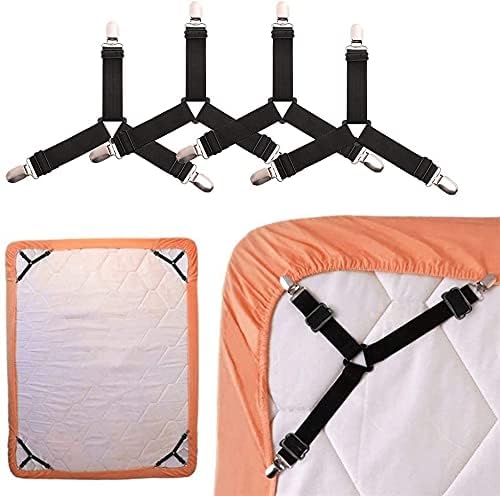 WOODONICK 4 Pcs Triangle Bed Sheet Fixer Elastic Fitted Sheet Clips Keeping Sheets Place Straps Clip Suspenders Corner Gripper Holder Mattress Covers, Sofa Cushion Everyday Use-image-43