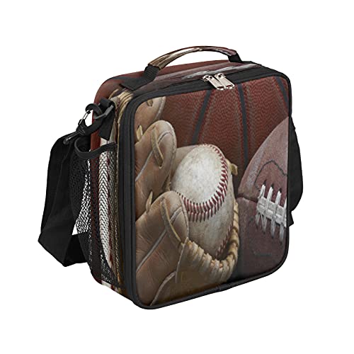 Kids Lunch Box Insulated, Old Baseball Gloves Reusable Lunch Bag With Shoulder Strap, Leakproof Back To School Thermal Meal Prep Tote Kit Lunch Container Cooler Bag For Boys Girls Women Men #TOP11