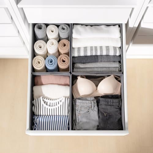 LAJIAKE 8er Set Schubladen Organizer passend für PAX Kleiderschrank 50×58 cm Faltbar Schubladeneinsatz für Kleidung & Kinderkleidung, modulares Design, stabil, Grau