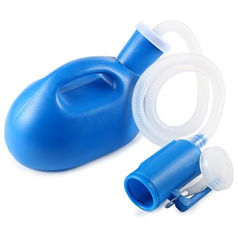 ONEDONE Urinals for Men - Portable Urinal for Men Spill Proof Nighttime Men's Urinal Bottle Male Pee Bottle Urine Bottle 68 OZ for Hospital Home Camping Car Travel 45" Long Hose with Lid (Blue) Cover