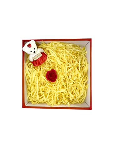 Image of Thin Shredded Paper Crinkle Paper Grass Strips Gift Tray Decoration, Gift Hamper Decorations, Gift Box fillers, Wedding Birthday & Valentines Day Gift (500 Grams, Yellow)