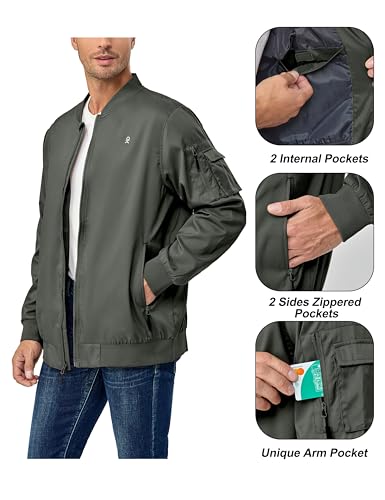 Image of Little Donkey Andy Men's Lightweight Bomber Jacket Causal Fashion Flight Windbreaker Fall Spring Outdoor Coat