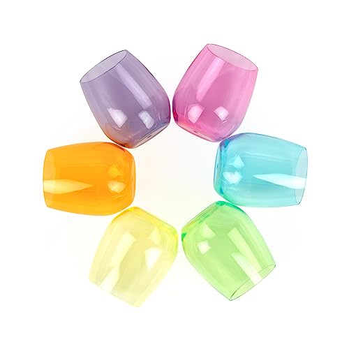 Image of Stemless Wine Glasses Set of 6, 16oz Unbreakable Acrylic Plastic Wine Cups