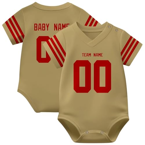 Image of KREDE Baby Clothes Unisex Bodysuit Jersey Style Custom Name Number for Baby Boys