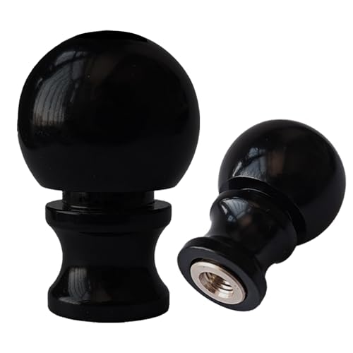 Image of Black Lamp Finials 2 Pack, 1 /4-27 Thread | Rust-resistant, U-shaped, fits 1 /8IP, includes 2 harps + 2 finials + 2 Uno fitters + 2 adapters, for table /floor lamp DIY