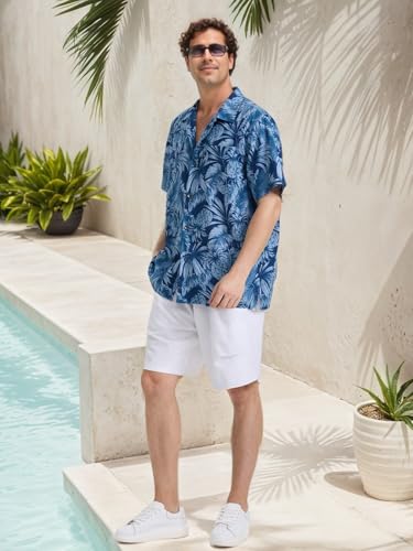 ALLOVIN Premium Linen & Tencel Mens Tropical Hawaiian Shirt Loose Fit Floral Button Down for Summer Beach & Holiday Party4