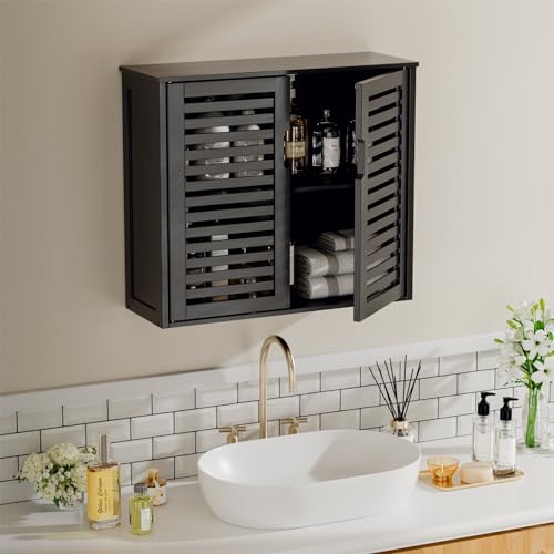 Hitnetblackbathroomstoragecabinethangingmedicinecabinetwithadjustableshelfbamboooverthetoiletwallmountedspacesaverorganizerdoubledoors  Urban Country Home Decor Hitnet black bathroom storage cabinet hanging medicine cabinet with adjustable shelf bamboo over the toilet wall mounted space saver organizer double doors  urban country home decor