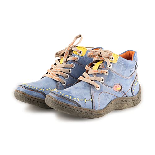 TMA EYES Women Stitching Shoes Leather Lace-up Low Heel Handwork Casual Boots2