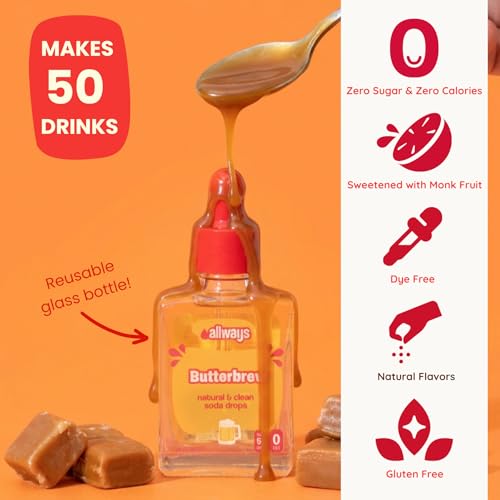 Image of Allways Drops Butterbrew Water Enhancer | Sugar Free | 50 Servings