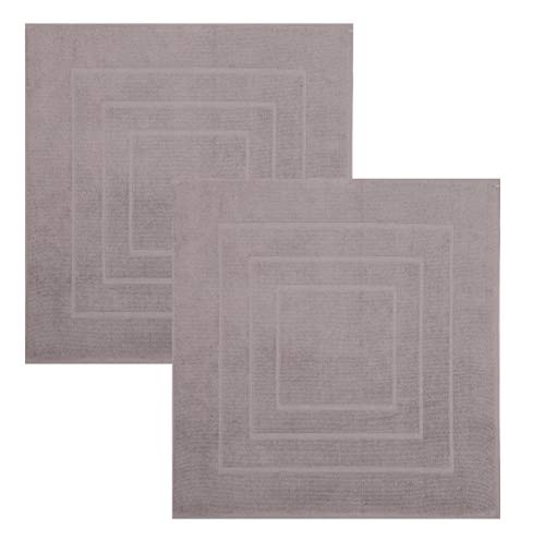 Betz 2 Stück Badvorleger Palermo 100% Baumwolle Badematte Badteppich Duschvorlage Größe 60x60 cm Qualität 680g/m² Farbe Stone