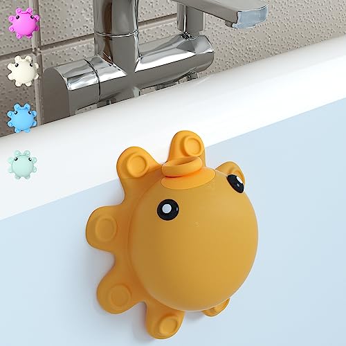 Image of Bathroom Bathtub Overflow Drain Cover- Silicone Bath Tub Drain Cover, Tub Overflow Drain Stopper with Suction Cup Seal, Adds Inches of Water for Deeper Bath, Bathroom Accessories, Yellow