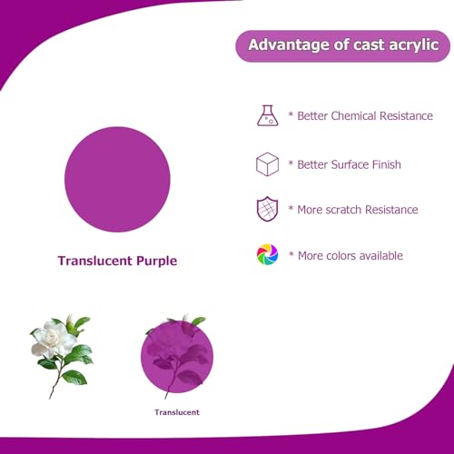 Image of 2 Pack Round Acrylic Sheet, 2.7~3mm Thick Acrylic Plastic Sheets Plexiglass Boards for Laser Cutting and DIY Craft Projects (Translucent Purple, 14 Inch Diameter)
