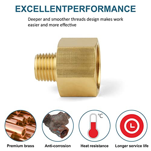 Midanya Brass Pipe Fitting Reducer Adapter 1/4 Inch Npt Male Thread To 1/2 Inch Npt Female 2 Pack Thread Hose Fitting Straight Hex Nipple Fast Coupler thumb #4