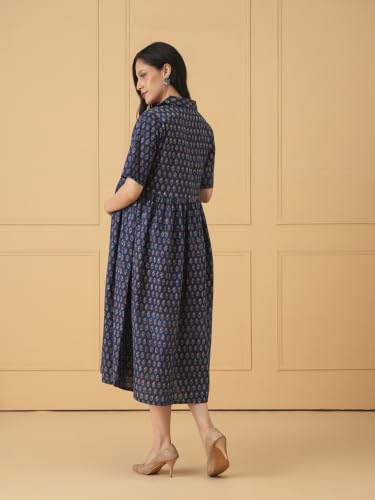 Image of The Mom Store Maternity and Nursing Dress | Pre and Post Pregnancy Dress for Womens | Zipper /Button Opening | Causal Wear | Trendy Stylish Causal Dresses for New Moms