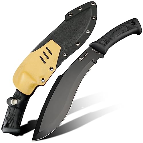 HX Outdoors 14 Inch Bush Machete Kukri Knife, Premium D2 Steel Full Tang Gardening Machete Knife...