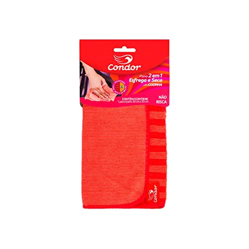 Condor, Pano Microfibra, Para Cozinha, Dois em Um, Esfrega, Seca e Dá Brilho, Não Risca