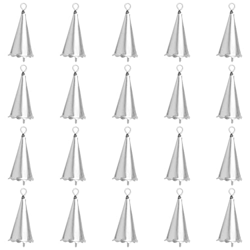 Framendino 20 Pack Silver Witch Bells Vintage Decorative Small Liberty Bell Xmas Tree Ornaments for DIY Wind Chimes Wedding Crafts