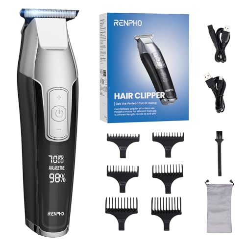 RENPHO Tondeuse Cheveux Hommes, Tondeuse Barbe avec Lames Tranchantes, Écran à LED, Kit de...