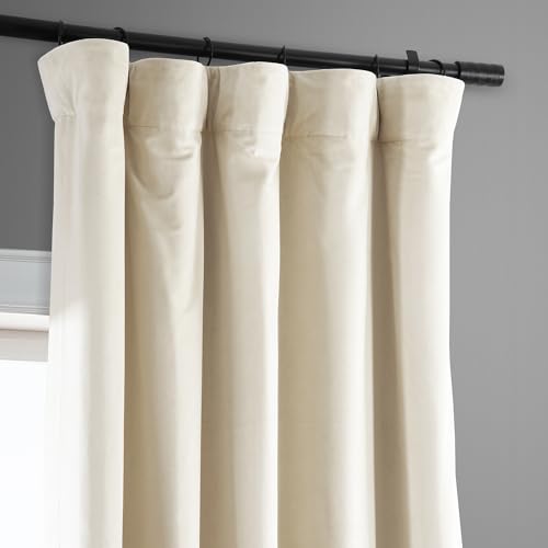 HPD Half Price Drapes Signature Velvet Thermal Blackout Curtains for Living Room 63 Inch Long (1 Panel) Rod Pocket Insulated Blackout Curtains for Bedroom Window Curtains, 50W x 63L, Porcelain White