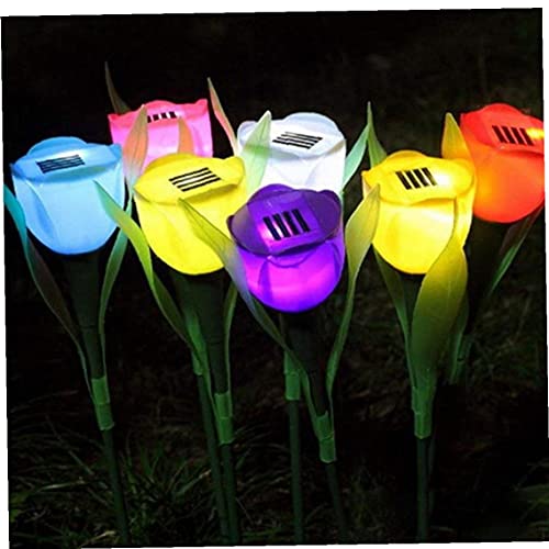 Extérieur Jardin Solaire Led Lumière Solaire Led Tulipe Lampe De Pelouse Paysage De Nuit Lampe Fleur (couleur Aléatoire)