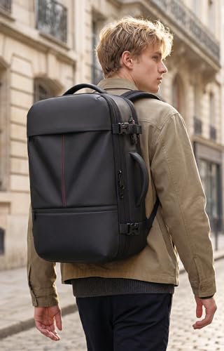 Image of IKYWT 80L Vacuum Seal Travel Backpack with Compression System | Expandable, 5kPa High Power Pump, 17 inch Laptop Compartment, TSA Lock, Water-Resistant