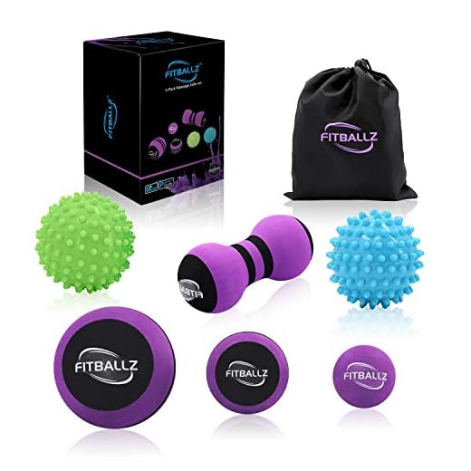 Fitballz Massage Ball Set for Myofascial Trigger Point Release & Deep Tissue Massage, Kit of 6-3 Sizes Foam Massage Balls, 2 Spiky Balls Firm/Soft, Peanut Ball