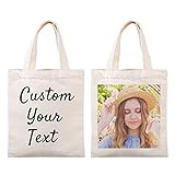 AIPNIS Custom Tote Bag,Personalized Photo/Text Canvas Tote Bag, Reusable Grocery Bag,Book...
