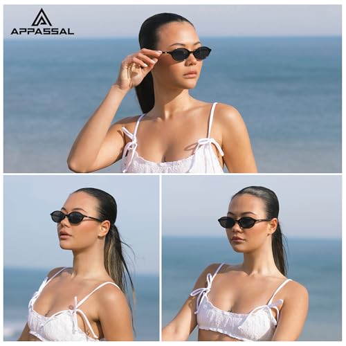 Retro Small Oval Cat Eye Sunglasses for Women 90s Sunnies Lightweight Narrow Shades Trendy Sun Glasses AP37353