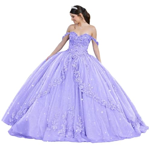 Off Shoulder Quinceanera Dresses Tulle Appliques Prom Dresses for Teens Long Ball Gown Puffy Sweet 16 Dress