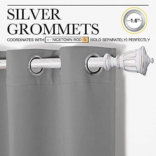 Image of NICETOWN Bedroom Curtains Blackout Drapery Panels, Three Pass Microfiber Thermal Insulated Solid Ring Top Blackout Window Curtains /Drapes (Two Panels, 34 x 54 inches, Silver Grey)