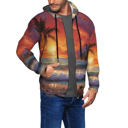 Sweat à capuche homme sunset tropical pour l'automne et l'hiver