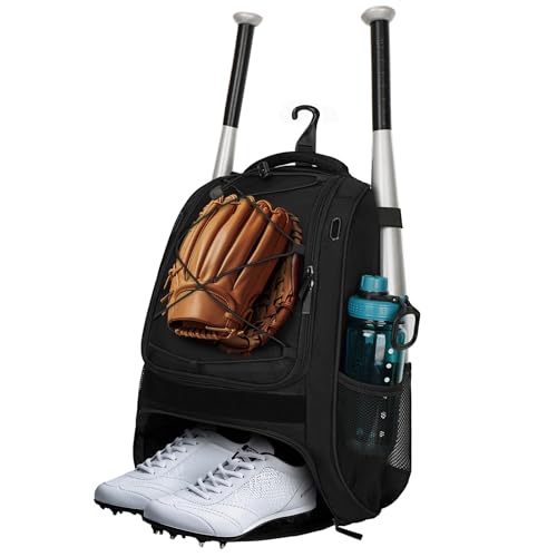 LARIPOP Youth Baseball Bat Backpack with Fence Hook, Separate Shoe Compartment, Waterproof Storage...